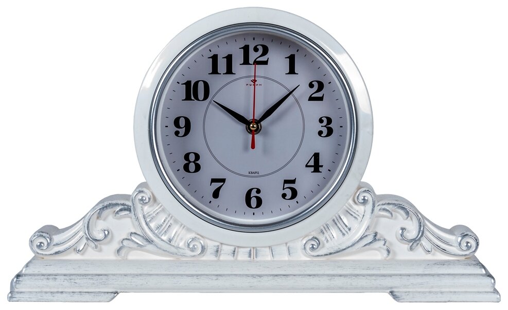 Часы настольные Рубин 43х25 см, корпус белый с серебром "Классика" (4225-004)
