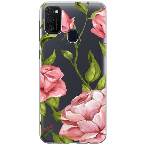фото Ультратонкий силиконовый чехол-накладка transparent для samsung galaxy m21 / m30s с 3d принтом "amazing roses" gosso