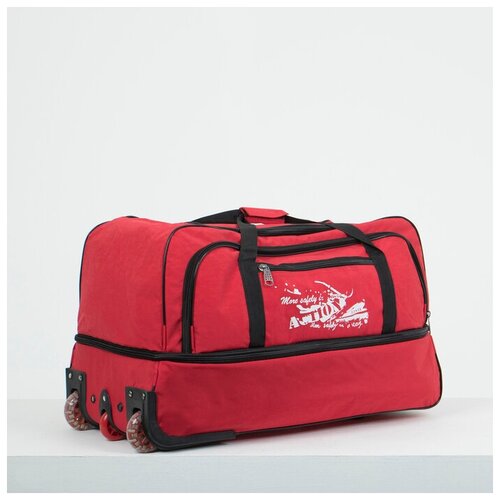 фото Сумка дорожная на колёсах, отдел на молнии, с увеличением, 4 наружных кармана, цвет красный mikimarket