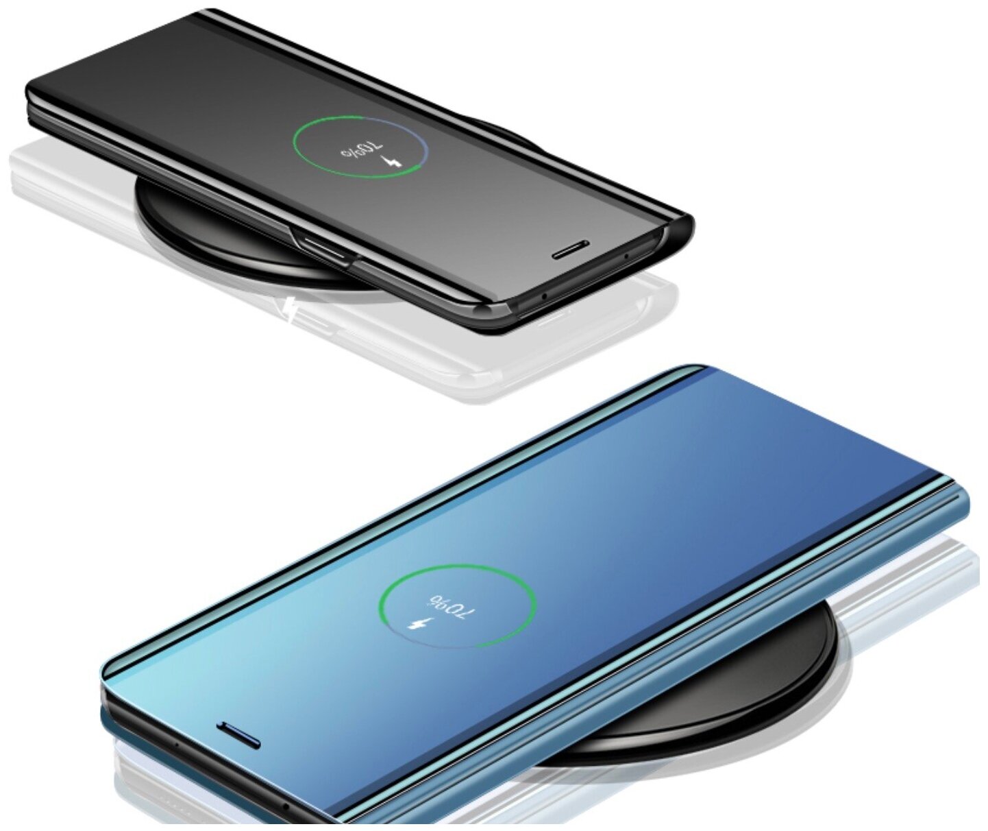 Чехол-книжка MyPads для Samsung Galaxy A5 (2018) SM-A530F/ A8 с дизайном Clear View Cover с полупрозрачной пластиковой крышкой с зеркальной повер.