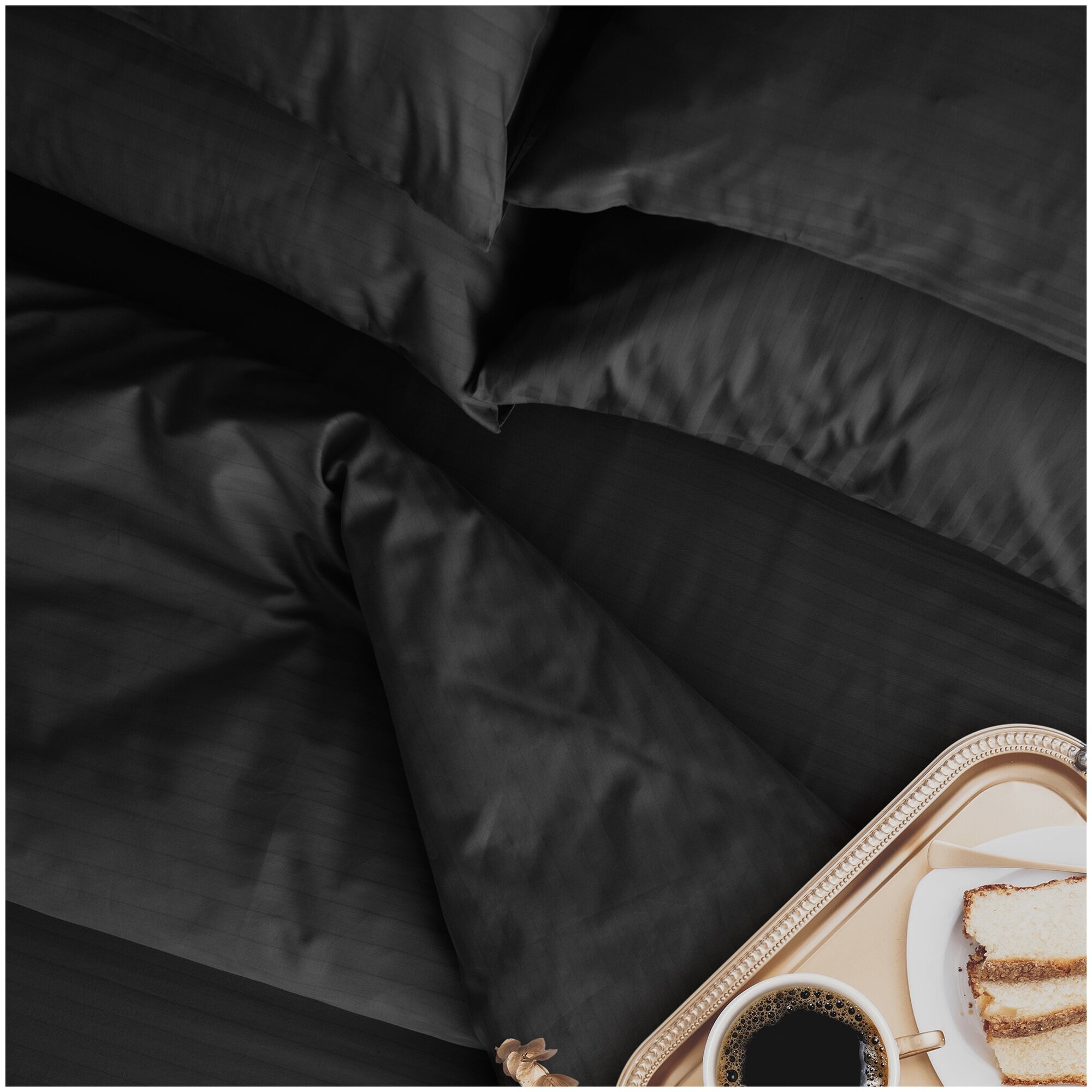 Комплект постельного белья Verossa Stripe, евростандарт, страйп-сатин, black - фотография № 5