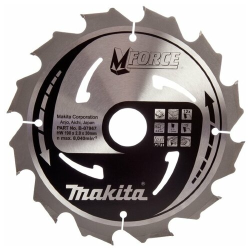 фото Пильный диск makita b07967 m-force 190х30х2.0х12т