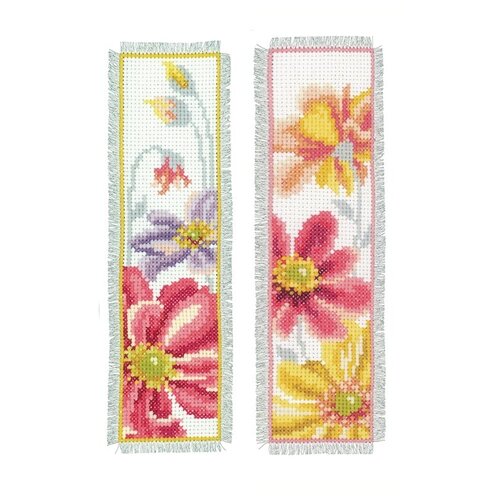фото Закладка красочные цветы набор для вышивания, 2 дизайна vervaco pn-0157569