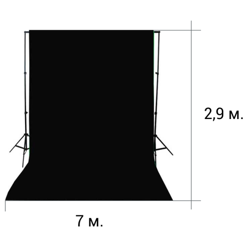 Черный тканевый фон хромакей 2,9 м. / 7 м. GOZHY