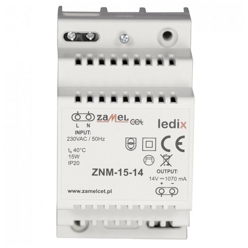 Zamel Блок питания LED 14V DC 15W на DIN-рейку ZNM-15-14 (7 шт.)