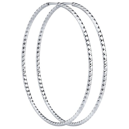 Серьги конго SOKOLOV из серебра с алмазной гранью 94140035, диаметр 50 мм