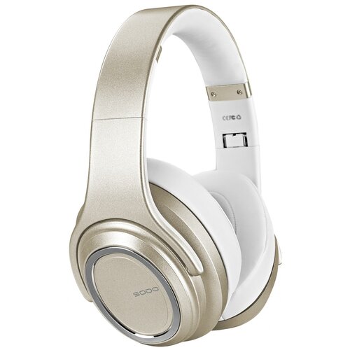 фото Беспроводные наушники/колонка sodo mh11, bluetooth + aux, 450 мач, золотой, 3вт,nfc/tf/fm