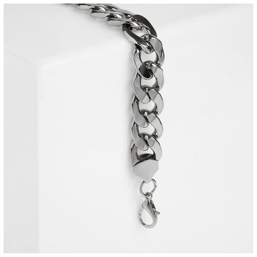 фото Браслет металл "цепь" плоская, цвет cерый, l=18см 5599889 . queen fair