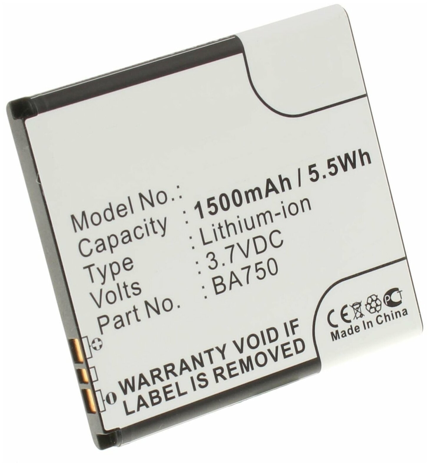 Аккумулятор iBatt iB-B1-M346 1500mAh для Sony Ericsson BA750,