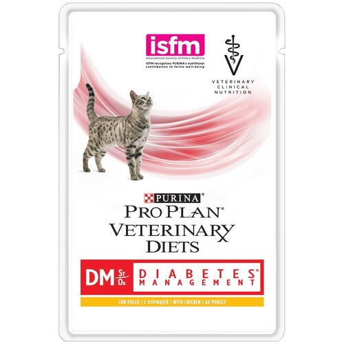 Влажный корм PRO PLAN VETERINARY DIETS DM корм для кошек при диабете с курицей, 10шт.*85г