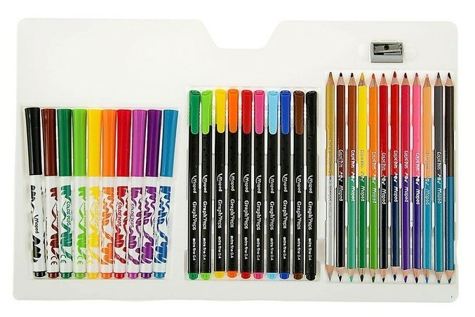 Набор для рисования Color Peps 33 предмета: фломастеры, ручка капилярная, карандаши цветные двусторонние, точилка