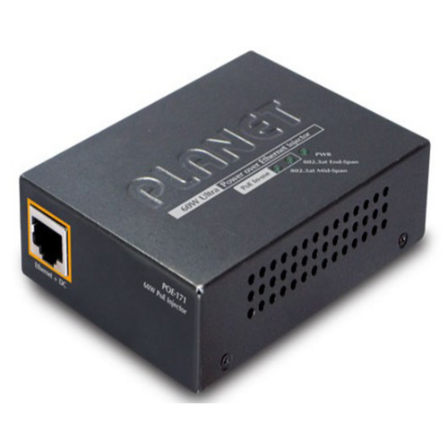 POE-171 PoE инжектор, внешний бп Single Port 10/100/1000Mbps Ultra POE Injector (60 Watts) -w/external power adapter инжектор planet poe 171a 60 single port 10 100 1000mbps 802 3bt ultra poe injector 60 watts legacy mode support poe usage led w external power adapter