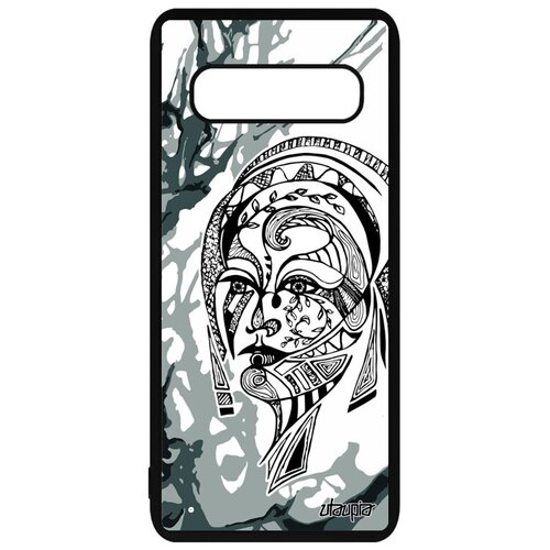 фото Защитный чехол на смартфон // samsung galaxy s10 plus // "портрет женщины" дизайн трибал, utaupia, серый