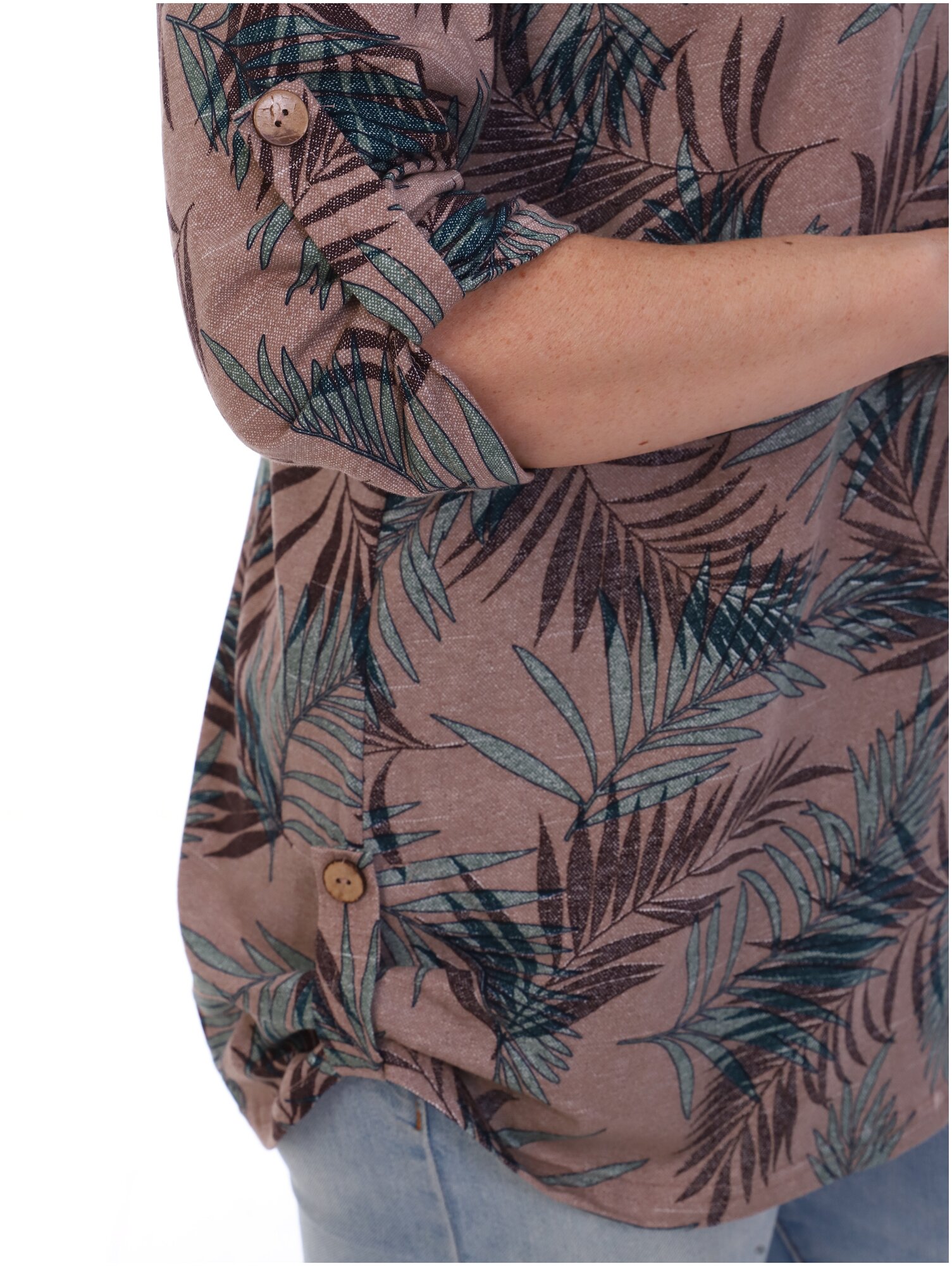 Туника женская Kanka К1021 домашняя трикотажная укороченная большие размеры для беременных коричневая - фотография № 7