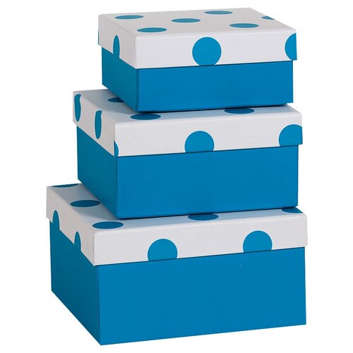 фото Набор коробок точки, голубой, 17*17*9 см, 3 шт. дон баллон