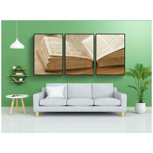 фото Модульный постер "книга, книжные страницы, книжная обложка" 180x90 см. из 3х частей в тубусе, без рамки lotsprints