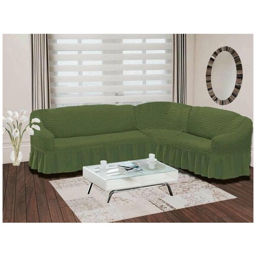 фото Чехол на диван угловой правосторонний 2+3 bulsan зелёный bulsan (турция)