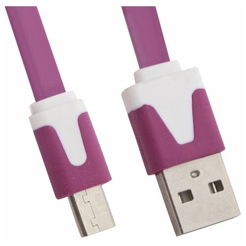 USB кабель LP Micro USB плоский узкий (сиреневый/европакет) автомобильная зарядка lp micro usb 2 1a черное европакет