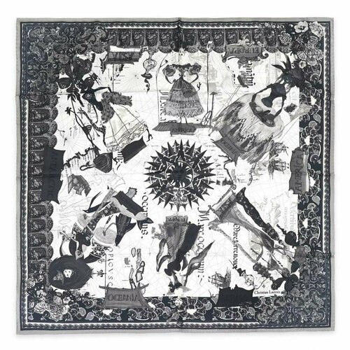 фото Платок christian lacroix, натуральный шелк, 90х90 см, мультиколор