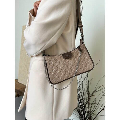 фото Сумка багет beautiful birds kinglet, фактура тиснение, бежевый, коричневый