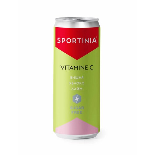 Sportinia Спортиния витамин С -Вишня Яблоко Лайм (ZERO SUGAR)ж/б 0,33 12 штук