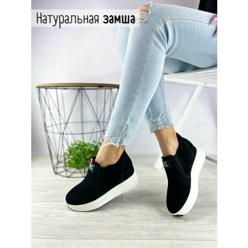 Кроссовки , демисезонные, натуральная кожа, полнота 6, размер 38, черный