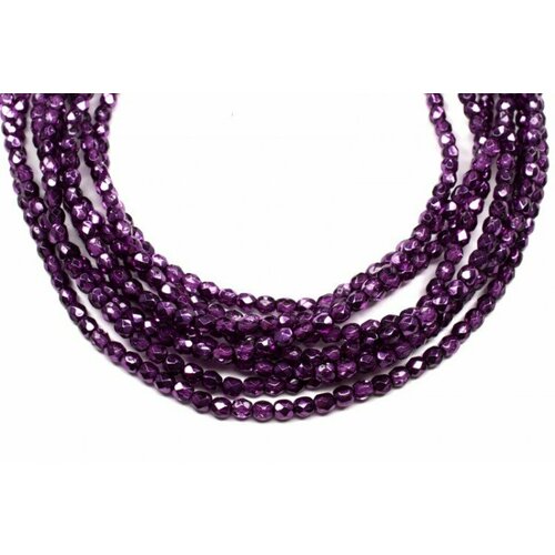 бусины граненые firepolish 3мм отверстие 0 7мм цвет 00030 67275 purple metallic ice 713 097 50шт Бусины граненые Firepolish 3мм, отверстие 0,7мм, цвет 00030/67227 Amethyst Metallic Ice, 713-092, 1 нить (около 50шт)