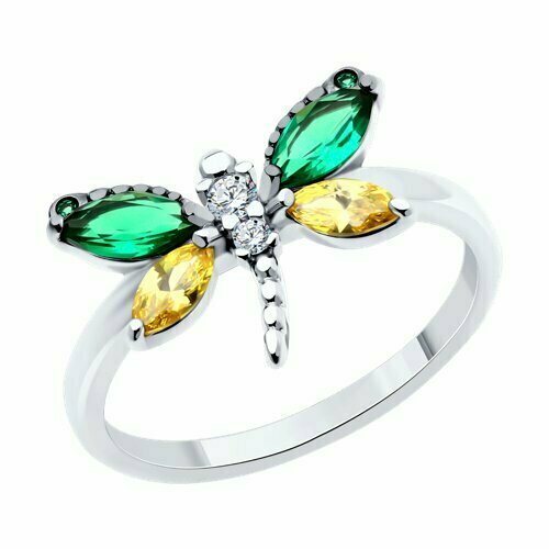 фото Кольцо, серебро, 925 проба, фианит, размер 17.5 diamant-online