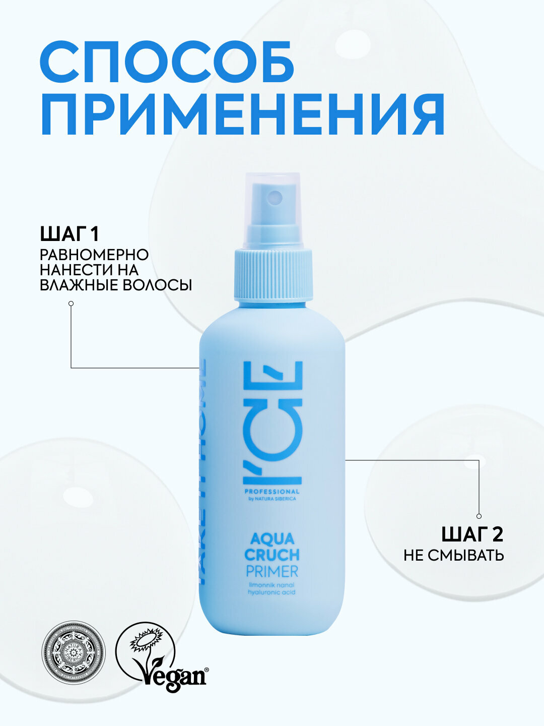 Праймер для волос Aqua Cruch «Увлажняющий» ICE Professional by Natura Siberica, Take It Home, 200 мл