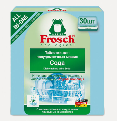 Изображение товара Таблетки для посудомоечной машины Frosch таблетки (сода), 30 шт.