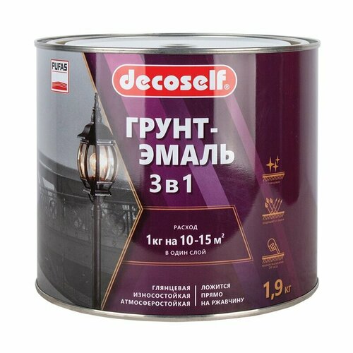 Пуфас Грунт-эмаль 3 в 1 голубая (мат.) Decoself (1,9кг)