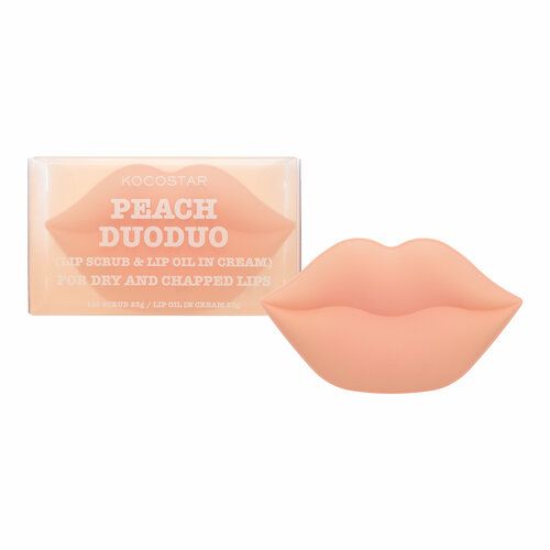 KOCOSTAR PEACH LIP DUODUO 2in1 Набор: Увлажняющее масло-крем для губ с экстрактом персика, Очищающий