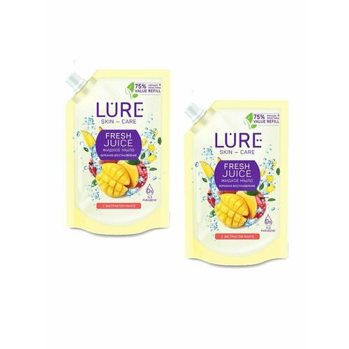 жидкое мыло lure fresh juice с экстрактом манго дой пак 380 мл LURE Жидкое Мыло с Экстрактом манго 380мл 2 шт