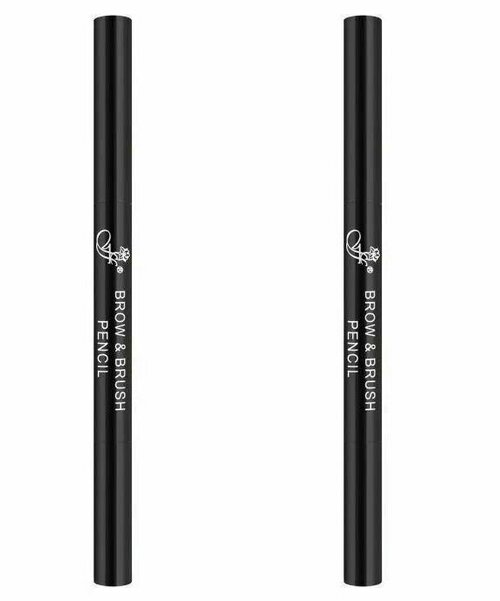 FFleur Карандаш для бровей BR-152 с щеточкой Brow+Brush Pencil, Black, 0.3 г, 2 шт