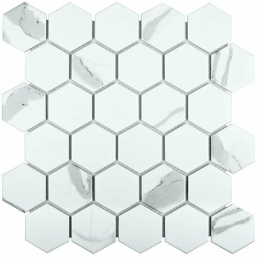 Мозаика керамическая чип small 57x51 Hexagon Matt Carrara Starmosaic 278х265/6, упаковка 20 листов / 1.47 кв. м мозаика керамическая для ванной чип 60x40 cube albion grey starmosaic 275х275 6 упаковка 20 листов 1 51 кв м