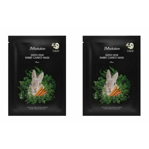 jmsolution тканевая маска для лица успокаивающая с экстрактом моркови green dear rabbit carrot mask 3 шт 30 мл Jmsolution Тканевая маска с экстрактом моркови, Green Dear Rabbit Carrot Mask Pure, 30мл, 2 штуки