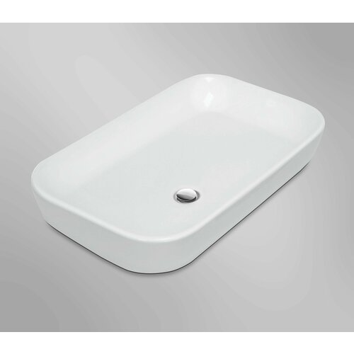 Накладная раковина Берто 60 х 36 х 12 см из литьевого мрамора (искусственного камня), глянцевый белый