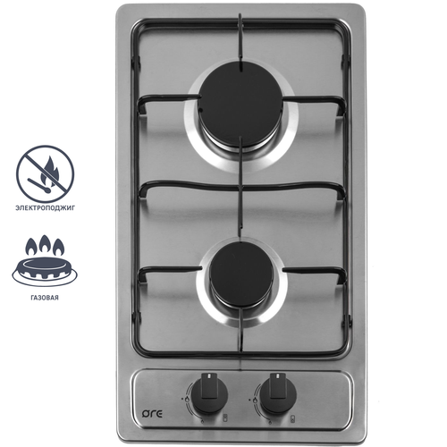 Варочная панель газовая ORE LGA30A 2 конфорки 30x515 см нержавеющая сталь 1002400₽
