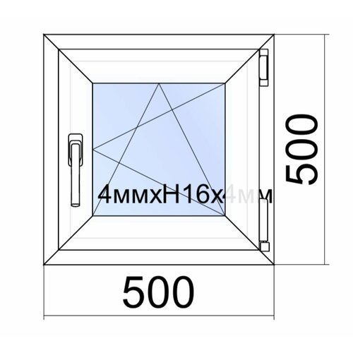 Окно ПВХ VEKA WHS Halo/ 50*50см(Ш.*В.)/поворотно-откидное/правое/ однокамерный стеклопакет/ фурнитура Accado(Турция)