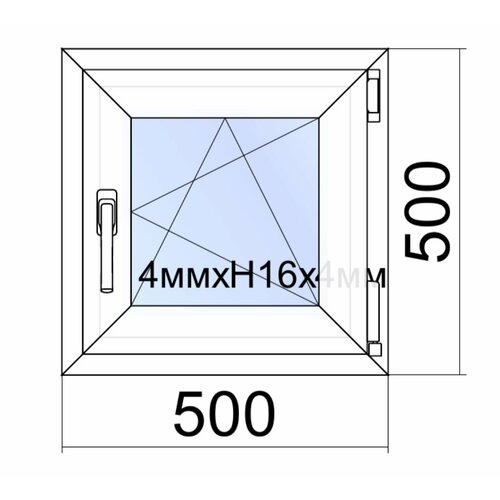 Окно ПВХ VEKA WHS Halo/ 50*50см(Ш.*В.)/поворотно-откидное/правое/ однокамерный стеклопакет/ фурнитура Accado(Турция)
