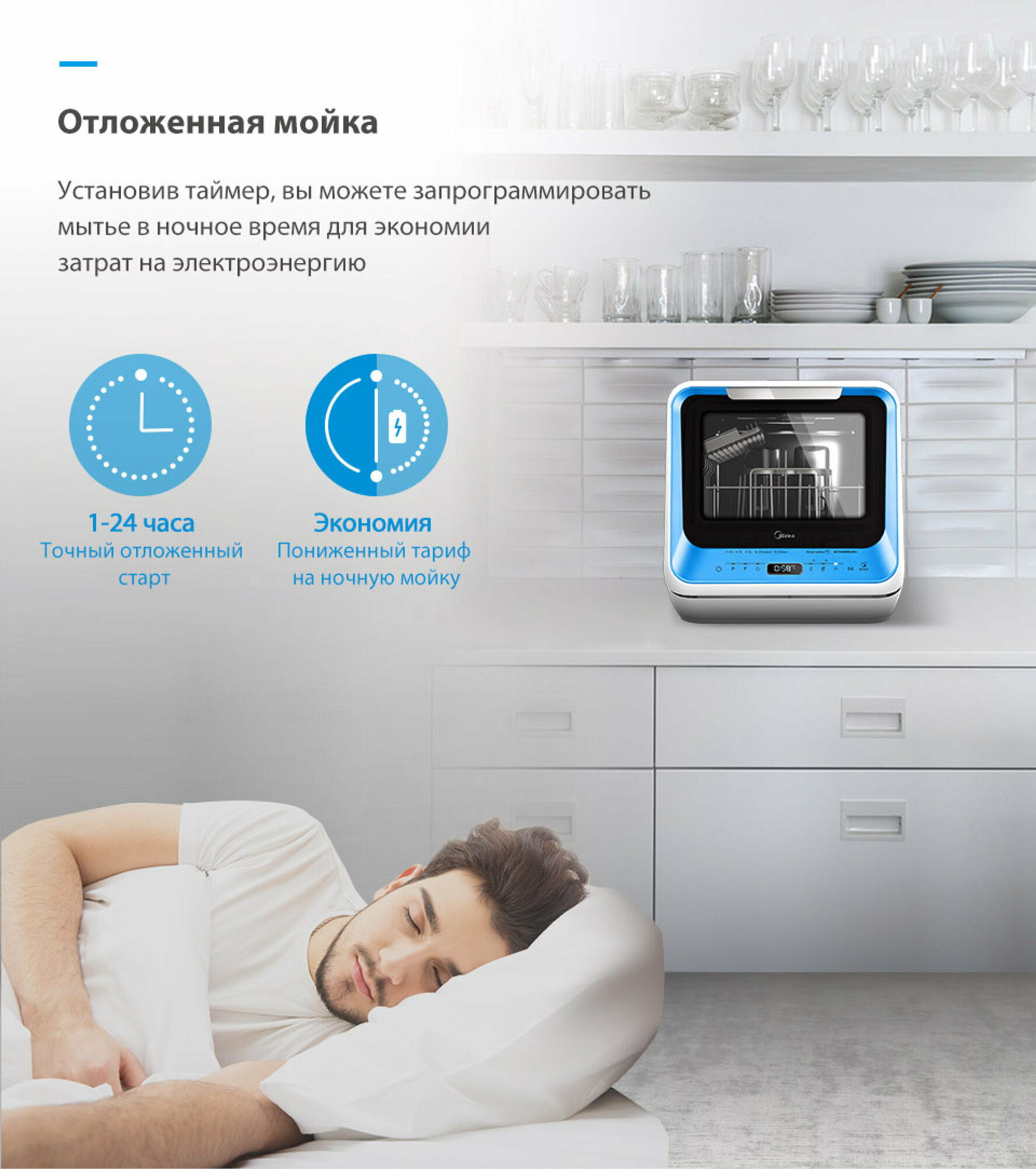 Компактная посудомоечная машина Midea MCFD42900BLMINI-i / MCFD42900GMINI-i / MCFD42900ORMINI-i