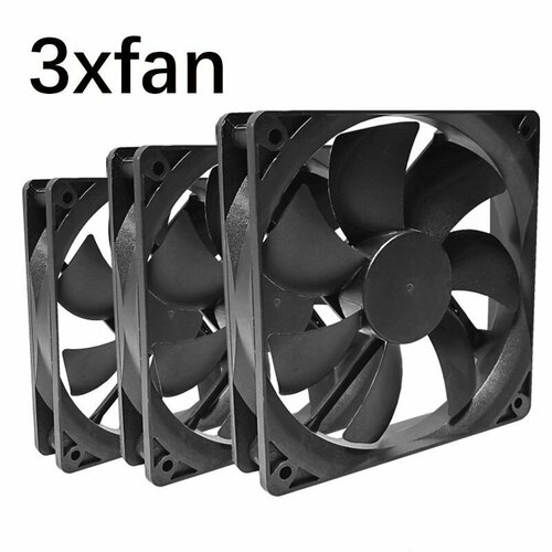 Вентилятор CSWUR, 120мм, 1200rpm, 25 дБ, 3pin+4pin Molex, 3шт