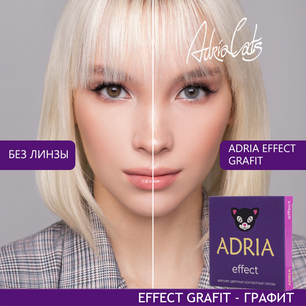 Контактные линзы ADRIA Effect, 2 шт., R 8,6, D 0, grafit