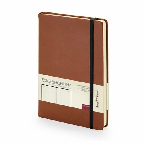 Ежедневник недатированный А5, 160 листов MEGAPOLIS VELVET, твёрдая обложка, искусственная кожа, ляссе, на резинке, тонированный блок 70 г/м2, светло-коричневый