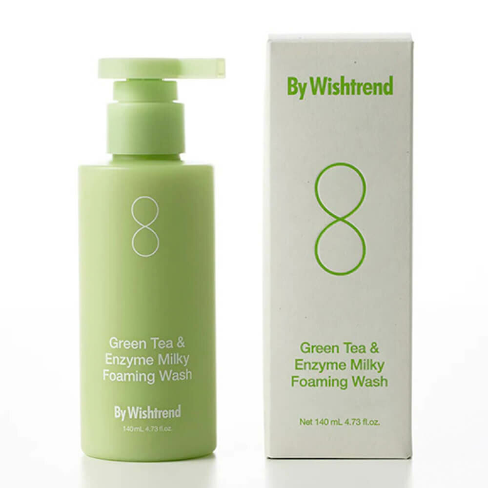 Молочная пенка для умывания с зеленым чаем и энзимами BY WISHTREND Green Tea & Enzyme Milky Foaming Wash, 140 мл