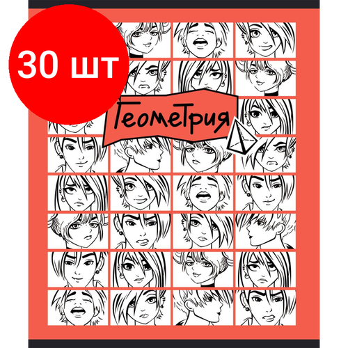 Комплект 30 штук, Тетрадь предметная 48л А5 клетка, TWIN лак №1 School -аниме- геометрия тетради аниме а5 48л
