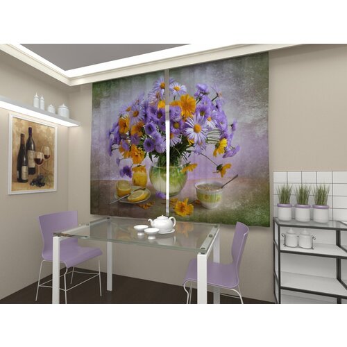 Фотошторы Арт Паула Букет луговых цветов Габардин В: 150 см Ш: 2*70 = 140 см