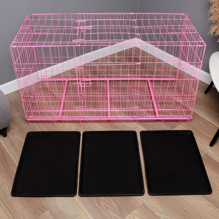 Клетка с люком для собак, 130 х 60 х 70 см, розовая - фотография № 11