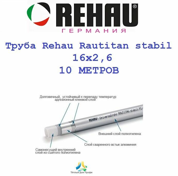 Труба Rehau Rautitan stabil 16х2,6 - 10 метров.