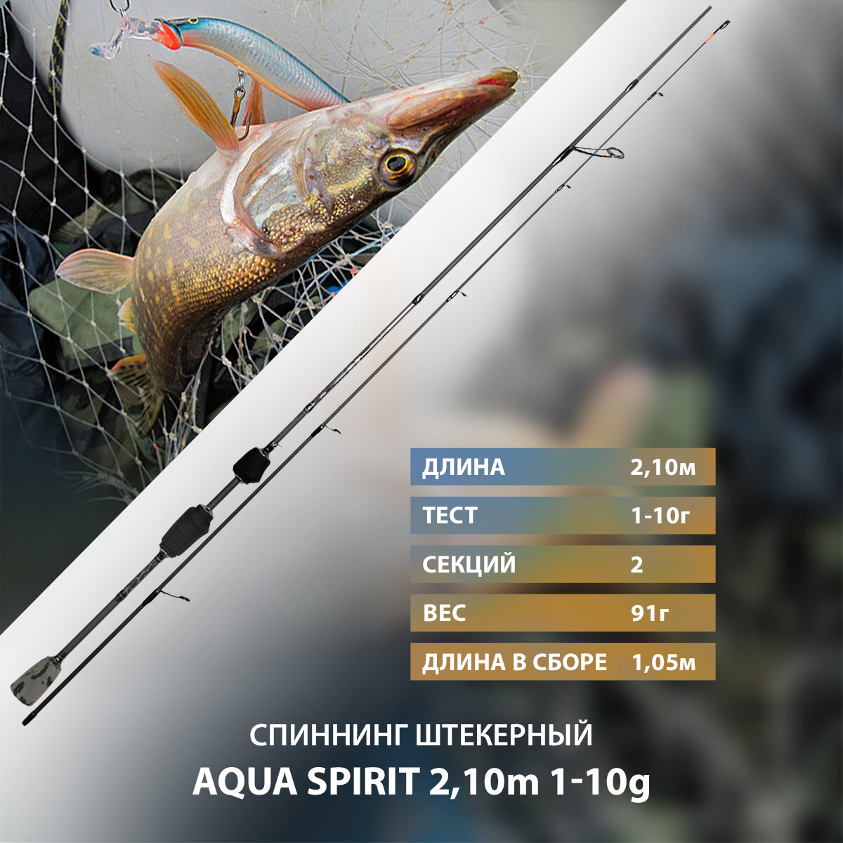 Спиннинг штекерный AQUA Spirit 2,10m 1-10g